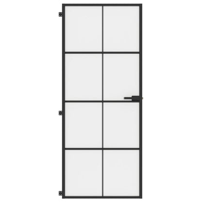 Porta Interni Sottile Nera 83x201,5cm Vetro Temperato Alluminio