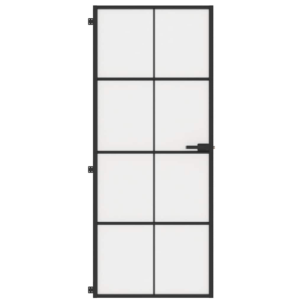 Porta Interni Sottile Nera 83x201,5cm Vetro Temperato Alluminio