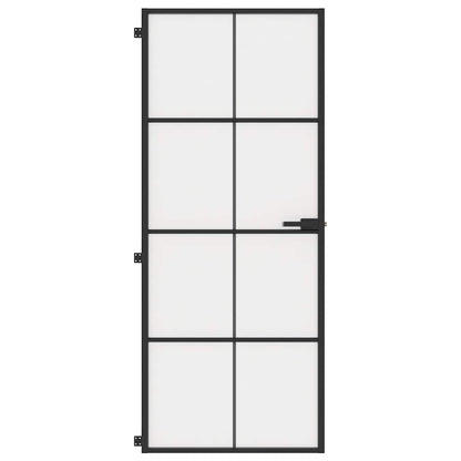 Porta Interni Sottile Nera 83x201,5cm Vetro Temperato Alluminio