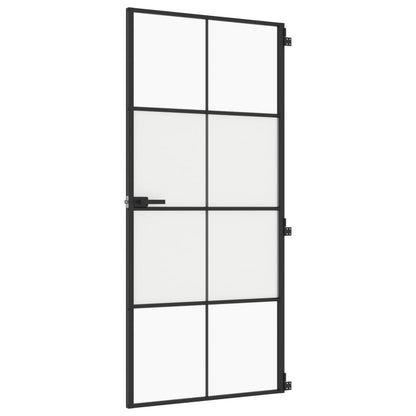 Porta Interni Sottile Nera 93x201,5cm Vetro Temperato Alluminio