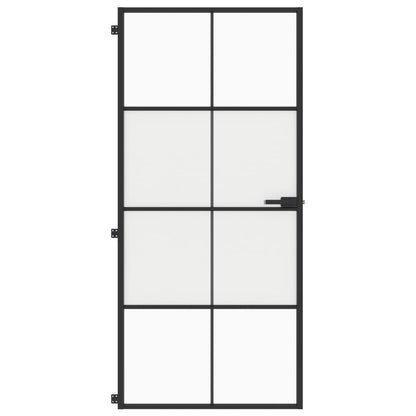 Porta Interni Sottile Nera 93x201,5cm Vetro Temperato Alluminio