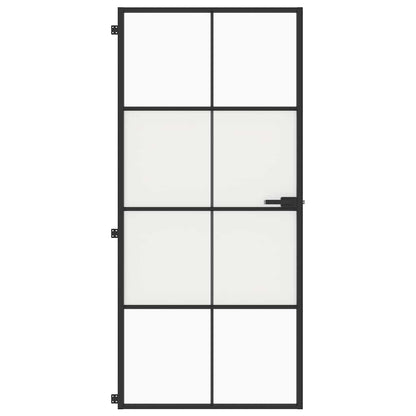 Porta Interni Sottile Nera 93x201,5cm Vetro Temperato Alluminio