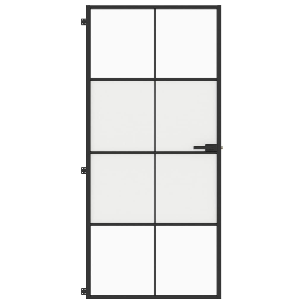 Porta Interni Sottile Nera 93x201,5cm Vetro Temperato Alluminio