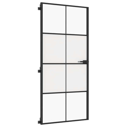 Porta Interni Sottile Nera 93x201,5cm Vetro Temperato Alluminio