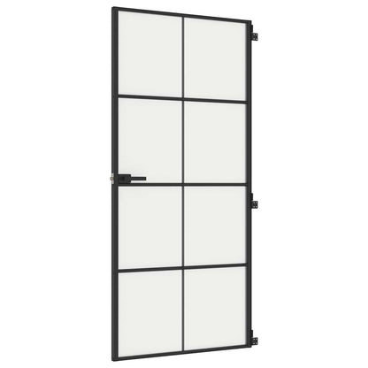 Porta Interni Sottile Nera 93x201,5cm Vetro Temperato Alluminio