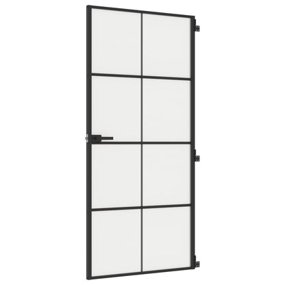 Porta Interni Sottile Nera 93x201,5cm Vetro Temperato Alluminio