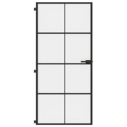 Porta Interni Sottile Nera 93x201,5cm Vetro Temperato Alluminio