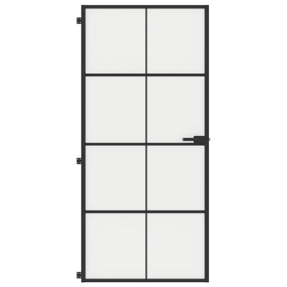 Porta Interni Sottile Nera 93x201,5cm Vetro Temperato Alluminio