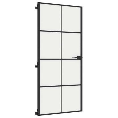 Porta Interni Sottile Nera 93x201,5cm Vetro Temperato Alluminio