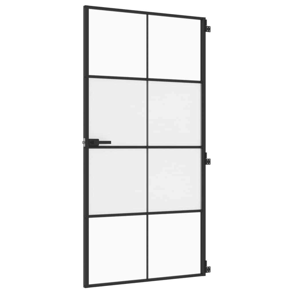 Porta Interni Sottile Nera 102,5x201,5Vetro Temperato Alluminio
