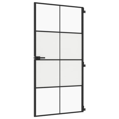 Porta Interni Sottile Nera 102,5x201,5Vetro Temperato Alluminio