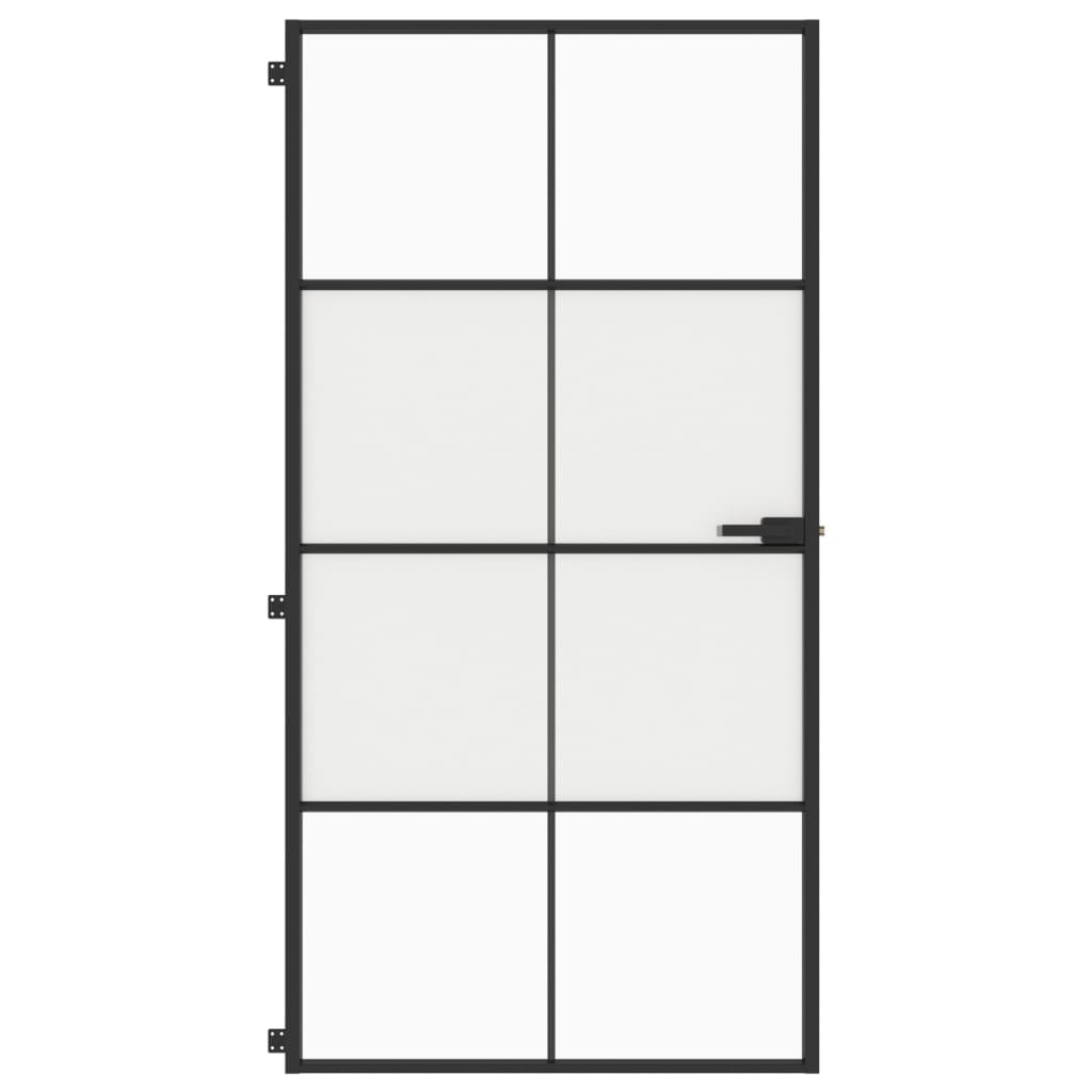 Porta Interni Sottile Nera 102,5x201,5Vetro Temperato Alluminio
