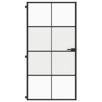 Porta Interni Sottile Nera 102,5x201,5Vetro Temperato Alluminio