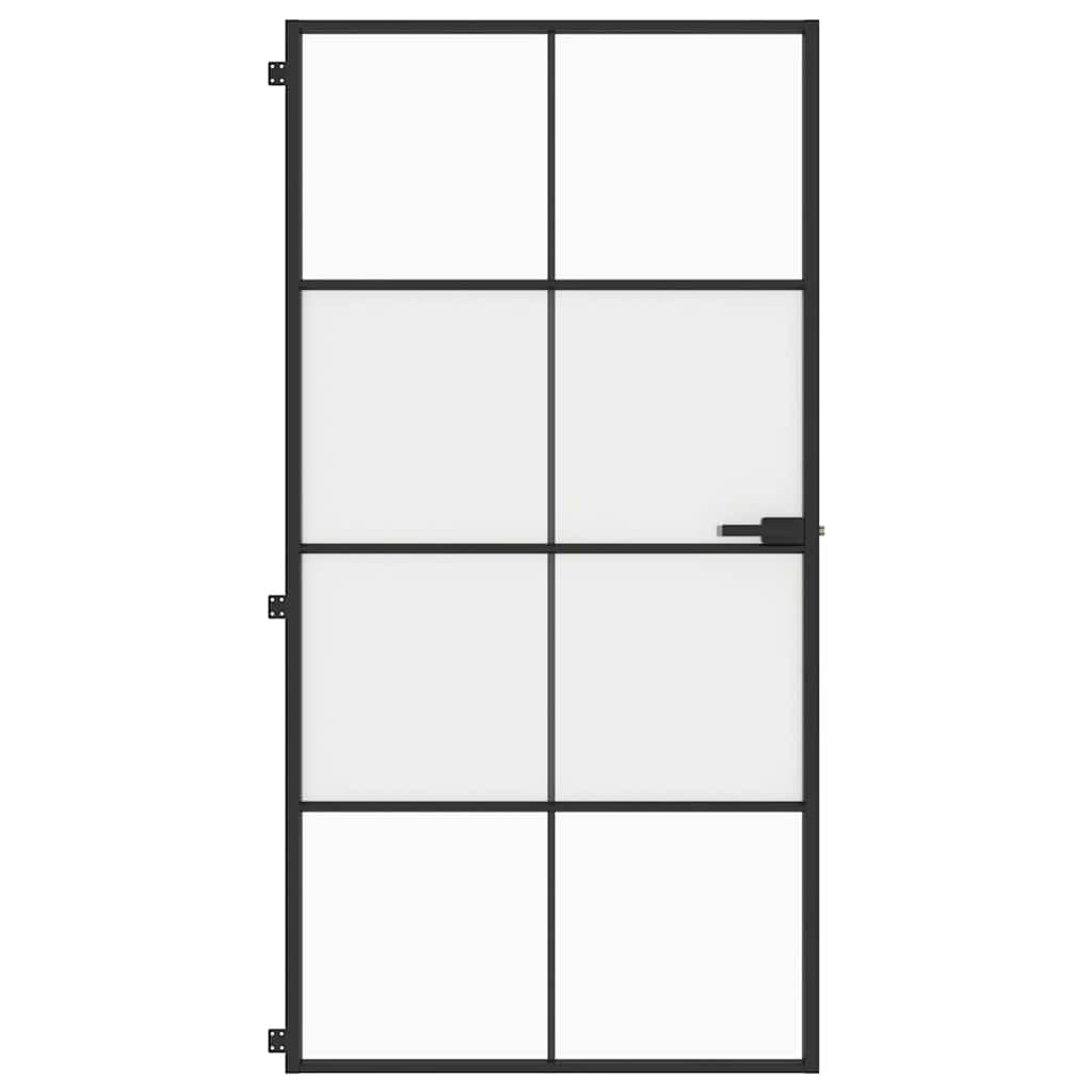 Porta Interni Sottile Nera 102,5x201,5Vetro Temperato Alluminio