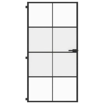 Porta Interni Sottile Nera 102,5x201,5Vetro Temperato Alluminio