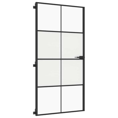 Porta Interni Sottile Nera 102,5x201,5Vetro Temperato Alluminio