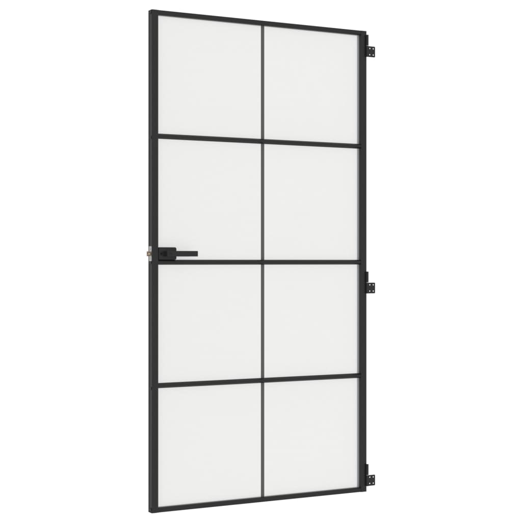 Porta Interni Sottile Nera 102,5x201,5Vetro Temperato Alluminio