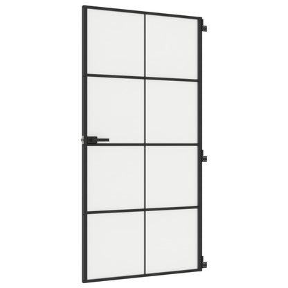 Porta Interni Sottile Nera 102,5x201,5Vetro Temperato Alluminio