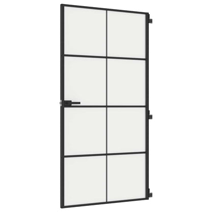 Porta Interni Sottile Nera 102,5x201,5Vetro Temperato Alluminio