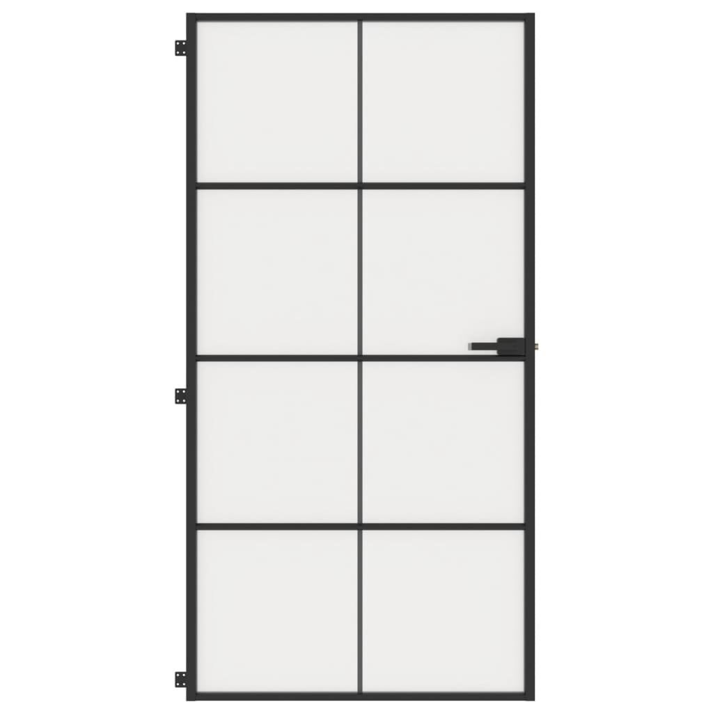 Porta Interni Sottile Nera 102,5x201,5Vetro Temperato Alluminio