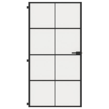 Porta Interni Sottile Nera 102,5x201,5Vetro Temperato Alluminio