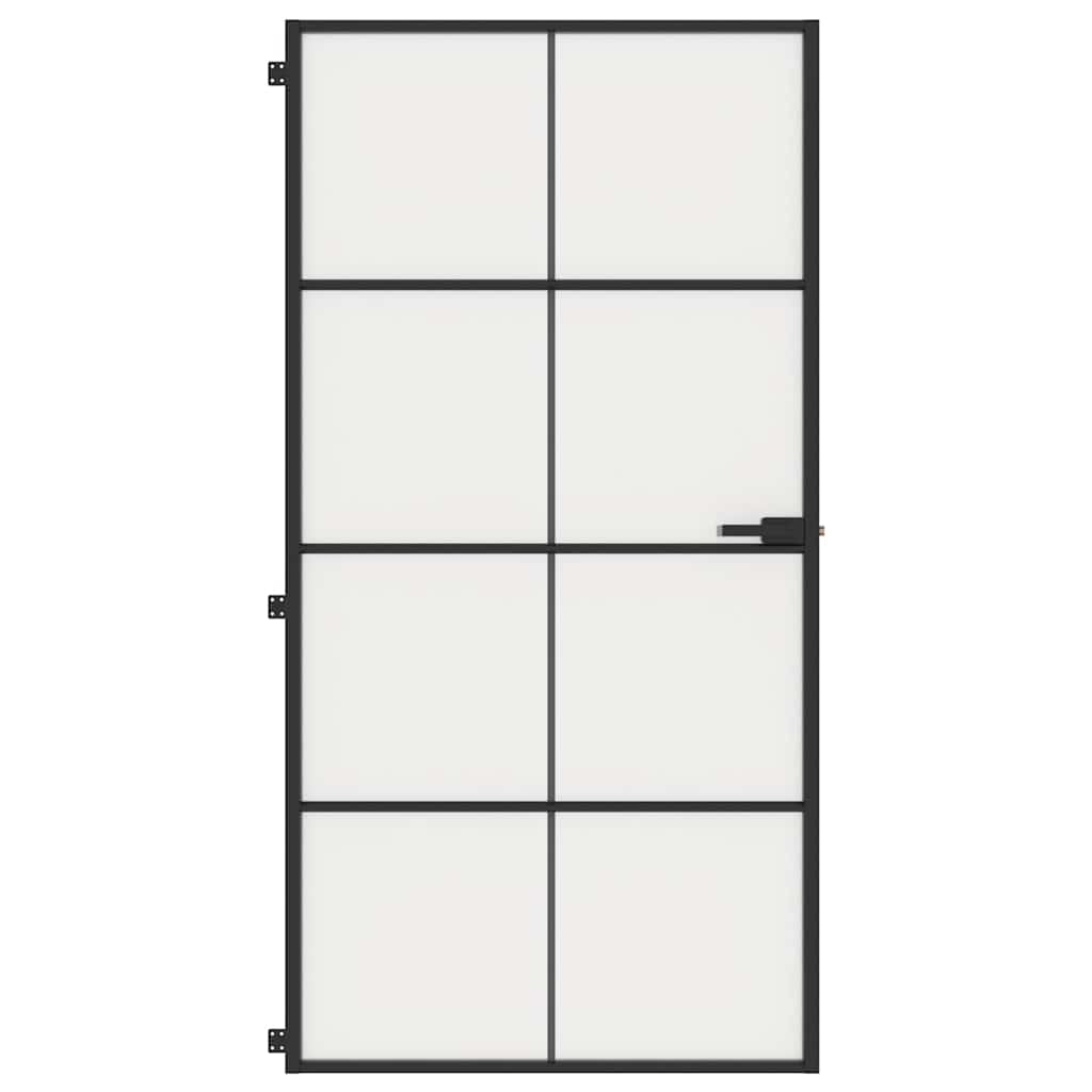 Porta Interni Sottile Nera 102,5x201,5Vetro Temperato Alluminio