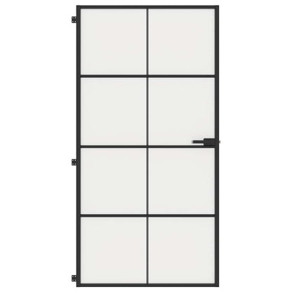 Porta Interni Sottile Nera 102,5x201,5Vetro Temperato Alluminio