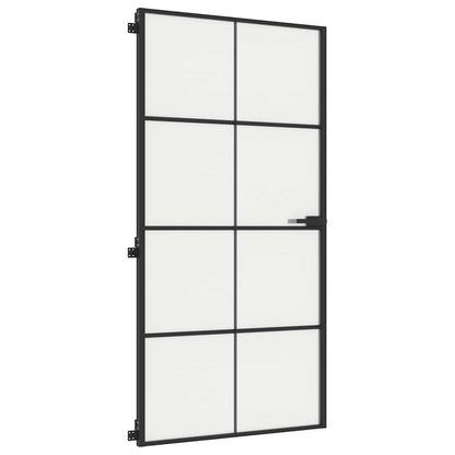 Porta Interni Sottile Nera 102,5x201,5Vetro Temperato Alluminio