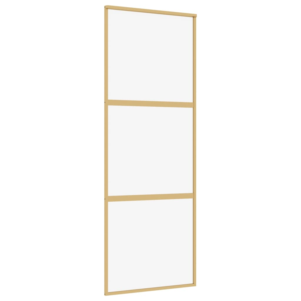 Porta Scorrevole Dorata 76x205 Vetro Trasparente ESG Alluminio
