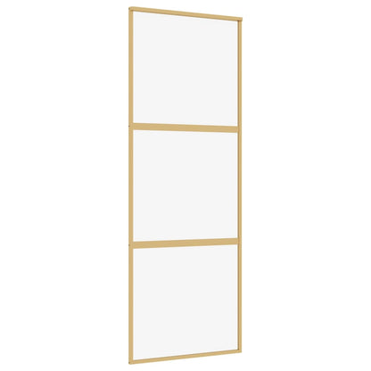 Porta Scorrevole Dorata 76x205 Vetro Trasparente ESG Alluminio