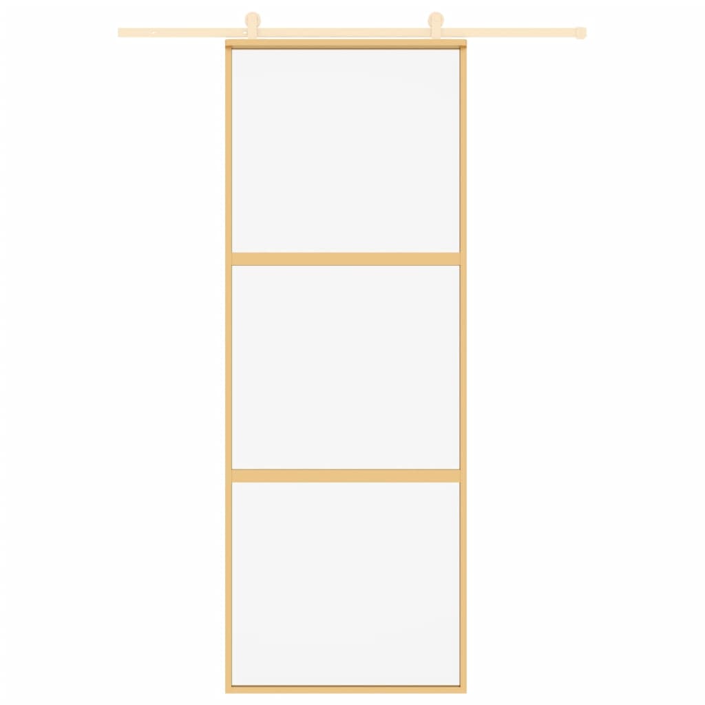 Porta Scorrevole Dorata 76x205 Vetro Trasparente ESG Alluminio