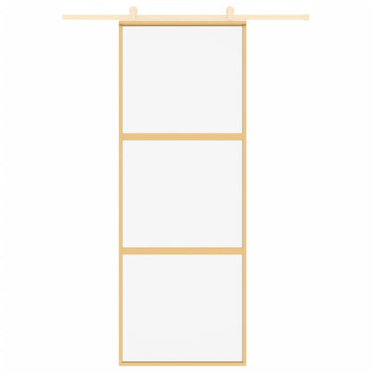 Porta Scorrevole Dorata 76x205 Vetro Trasparente ESG Alluminio