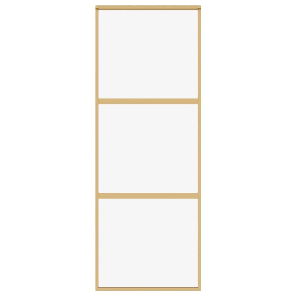 Porta Scorrevole Dorata 76x205 Vetro Trasparente ESG Alluminio