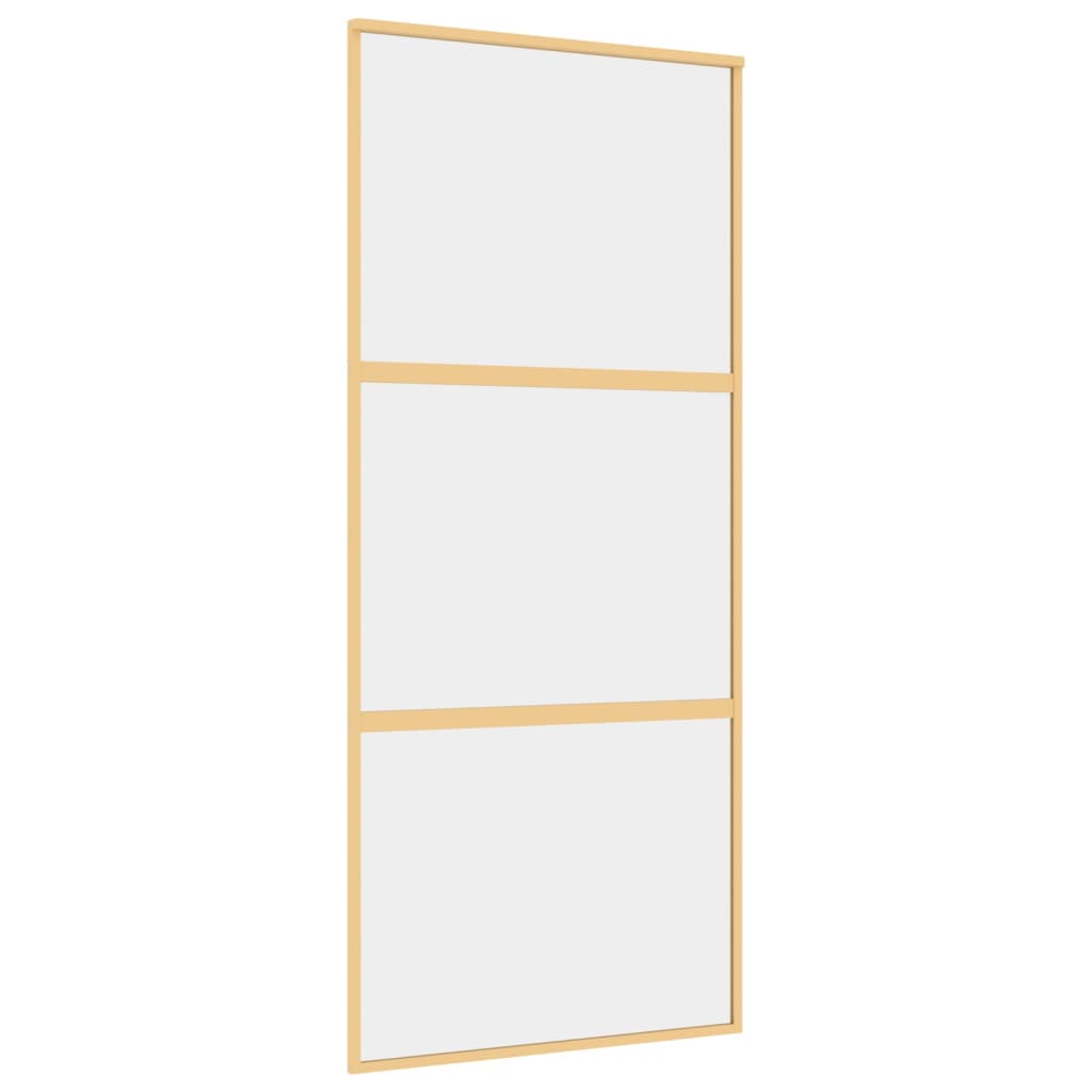 Porta Scorrevole Dorata 90x205 Vetro Trasparente ESG Alluminio