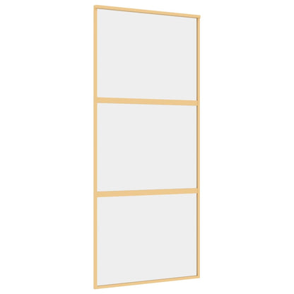 Porta Scorrevole Dorata 90x205 Vetro Trasparente ESG Alluminio