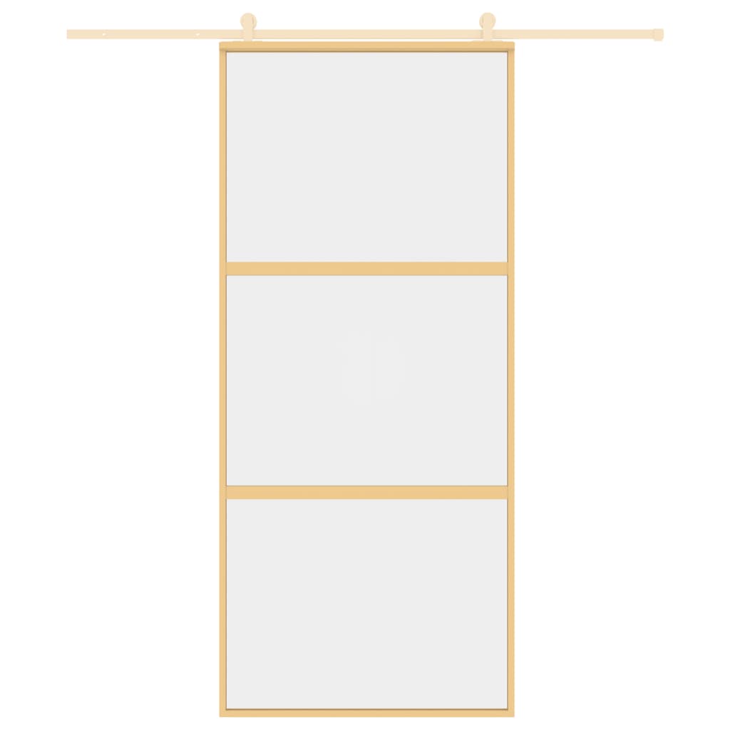 Porta Scorrevole Dorata 90x205 Vetro Trasparente ESG Alluminio