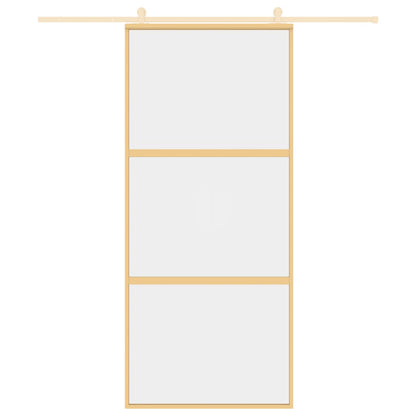 Porta Scorrevole Dorata 90x205 Vetro Trasparente ESG Alluminio