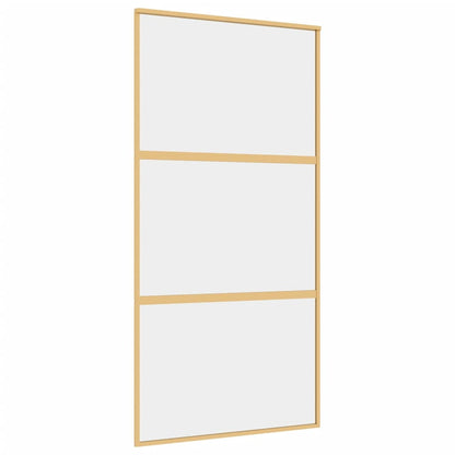 Porta Scorrevole Oro 102,5x205 Vetro Trasparente ESG Alluminio