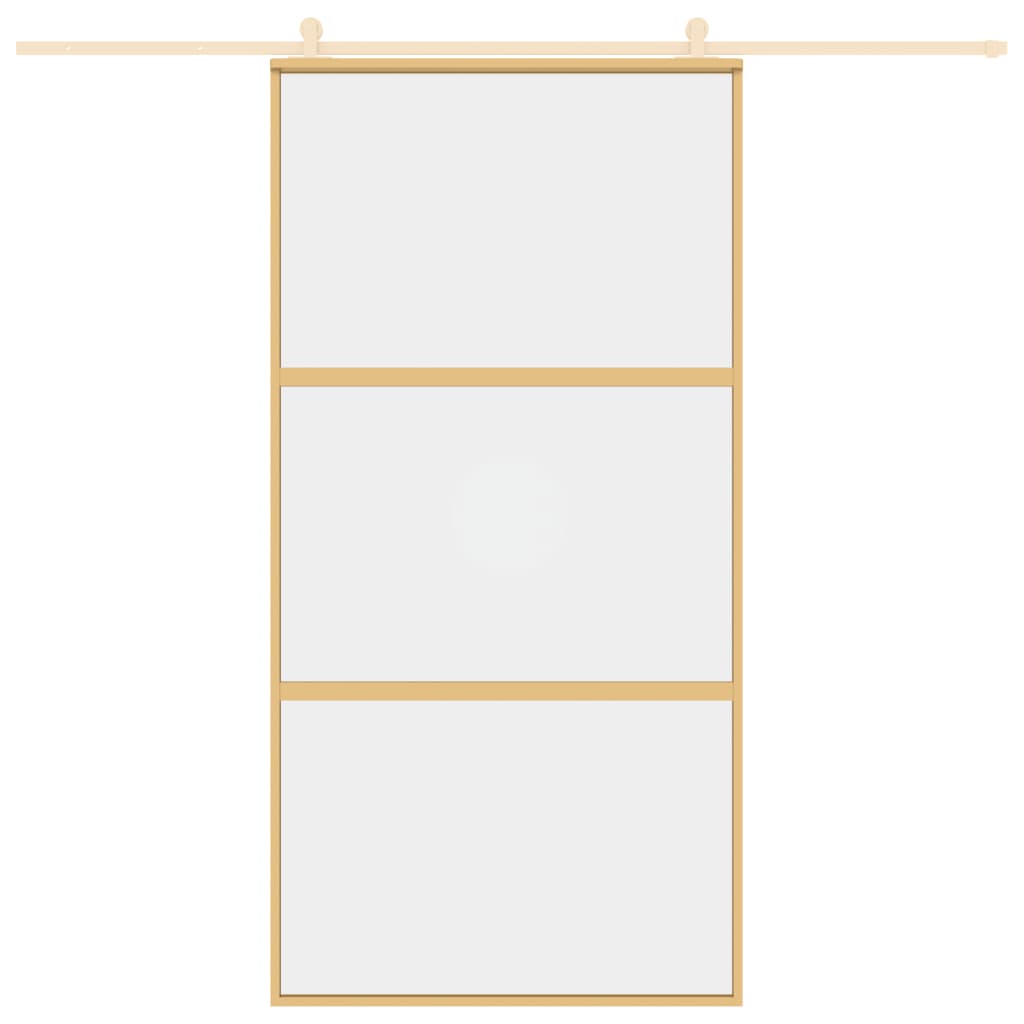 Porta Scorrevole Oro 102,5x205 Vetro Trasparente ESG Alluminio