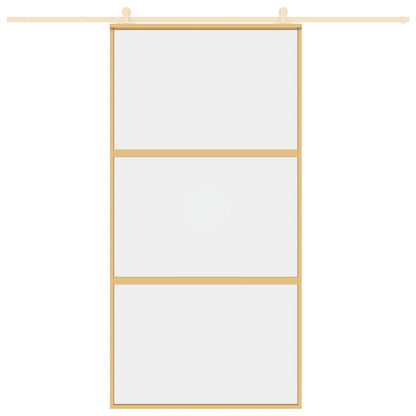 Porta Scorrevole Oro 102,5x205 Vetro Trasparente ESG Alluminio