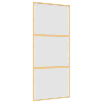 Porta Scorrevole Dorata 90x205 Vetro Smerigliato ESG Alluminio