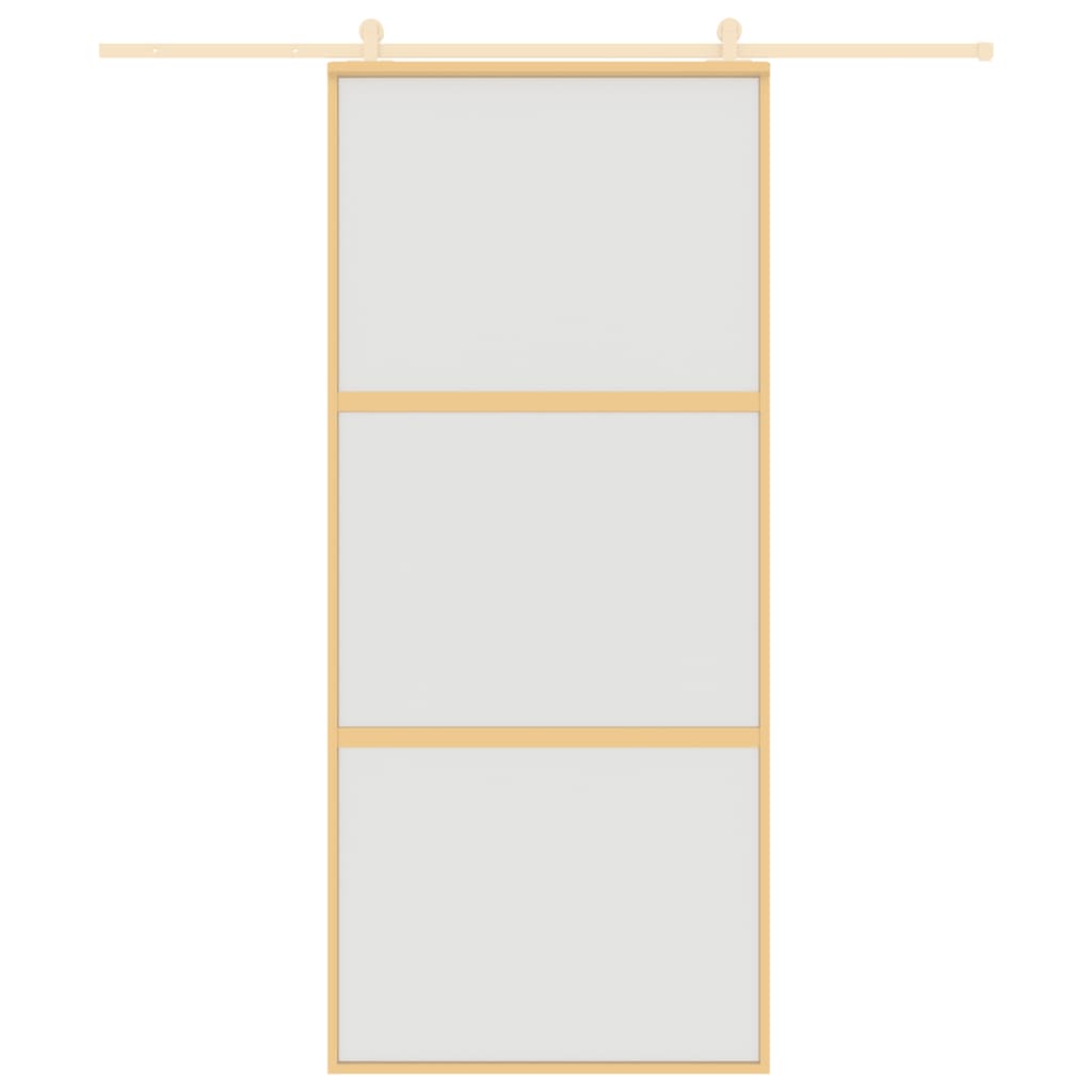 Porta Scorrevole Dorata 90x205 Vetro Smerigliato ESG Alluminio