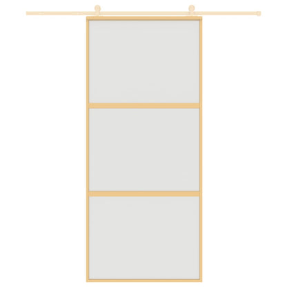 Porta Scorrevole Dorata 90x205 Vetro Smerigliato ESG Alluminio