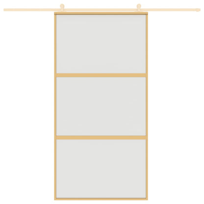 Porta Scorrevole Oro 102,5x205 Vetro Smerigliato ESG Alluminio