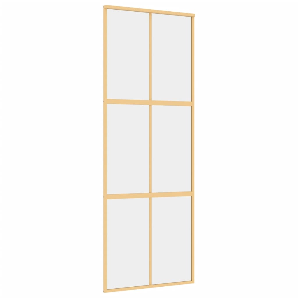 Porta Scorrevole Dorata 76x205 Vetro Trasparente ESG Alluminio