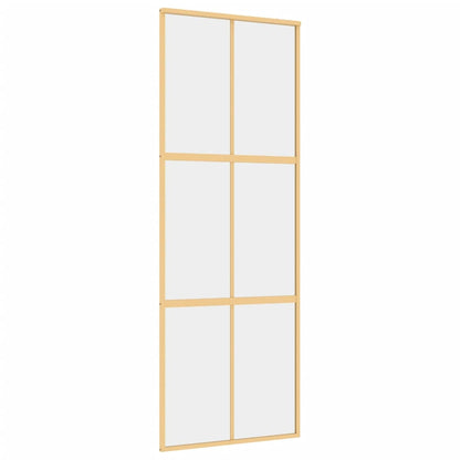 Porta Scorrevole Dorata 76x205 Vetro Trasparente ESG Alluminio