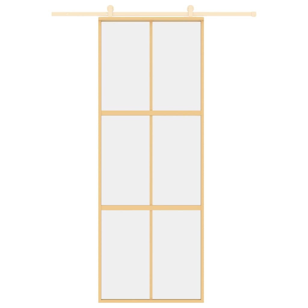 Porta Scorrevole Dorata 76x205 Vetro Trasparente ESG Alluminio