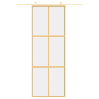 Porta Scorrevole Dorata 76x205 Vetro Trasparente ESG Alluminio