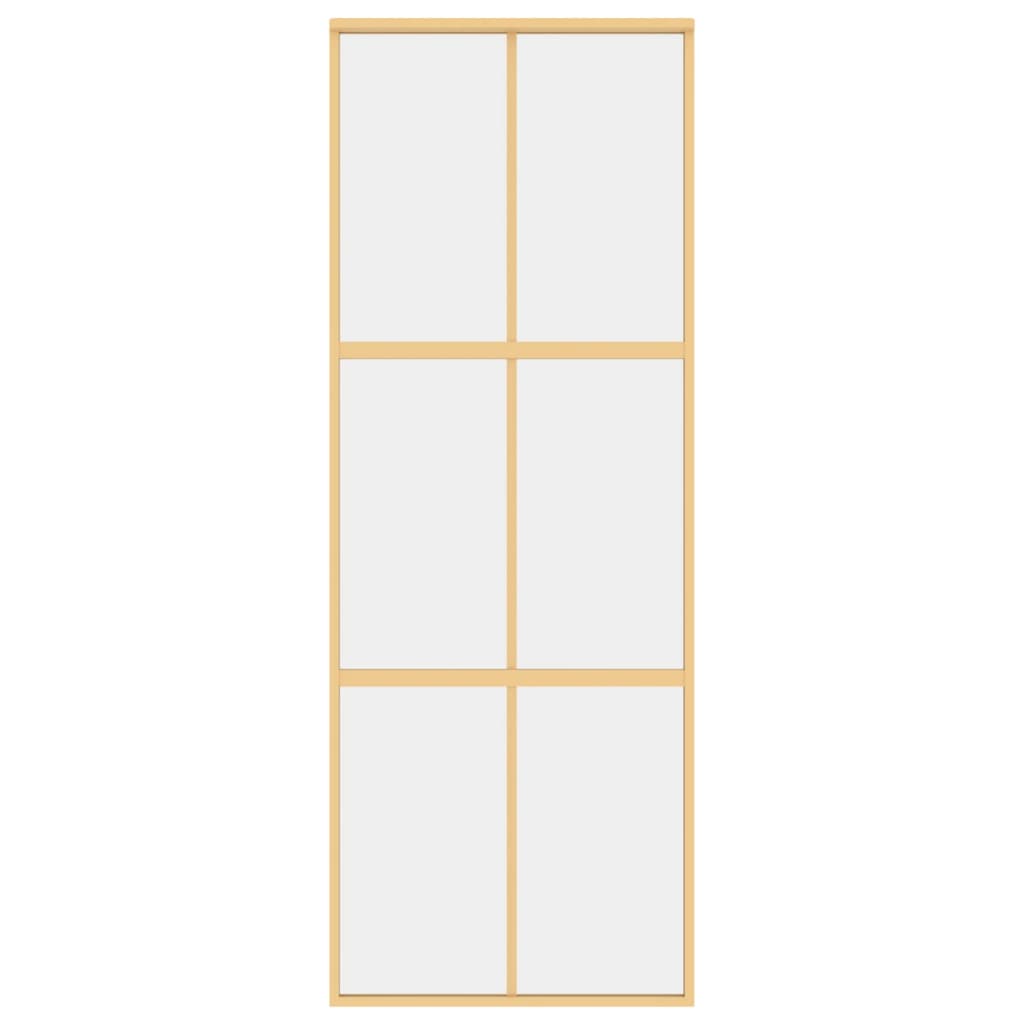 Porta Scorrevole Dorata 76x205 Vetro Trasparente ESG Alluminio