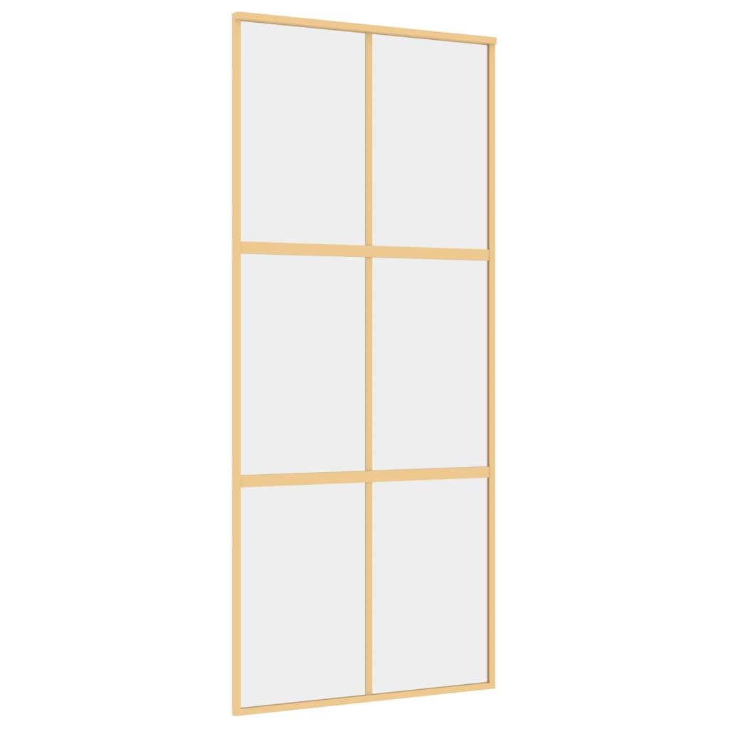 Porta Scorrevole Dorata 90x205 Vetro Trasparente ESG Alluminio